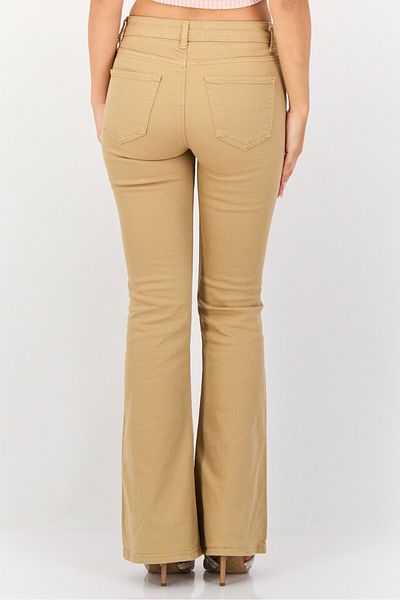 Koton Women Flared Fit Solid Stretchable Denim, Tan