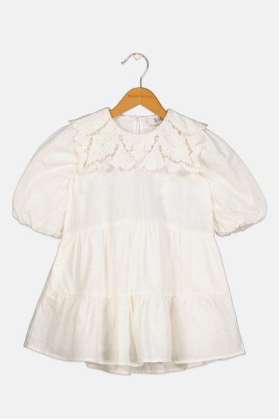 Sea NY Kids Girl Pleated Dress, Cream