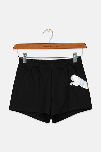 Puma Kids Girl Metallic Logo Print Shorts, Black