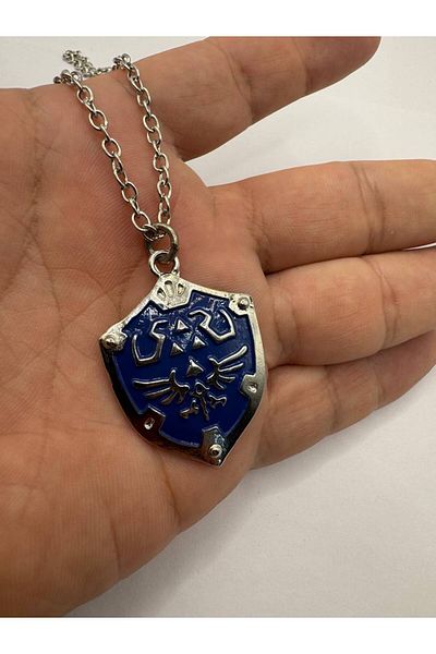 Herşey Nota Blue Shield Figured Necklace with 60 cm Chain |   Unisex Fantastic and Protective Symbol Jewelry