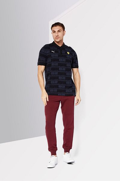 Puma x Scuderia Ferrari Men Sportswear Fit Short Sleeves Racing Polo Shirt, Black