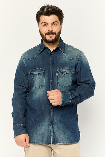 Scuderia Ferrari Men Washed Denim Jacket, Blue