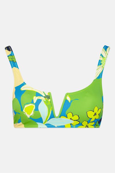 aerie Women Lightly Padded Floral Print Bikini Top, Multicolor