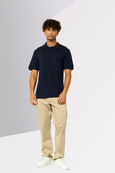 Cavalli Class Men Regular Fit Embroidered Logo Short Sleeves Polo Shirt, Navy