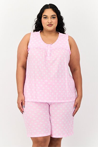 Celestial Dreams طقم بيجامة نسائي مقاس كبير بطبعة زهور، قطعتين، متعدد الألوان