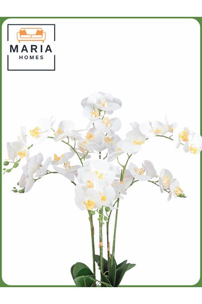MARIA HOMES Artificial Orchid Flower Tree 75 cm – Elegant Indoor Decor with White Pot