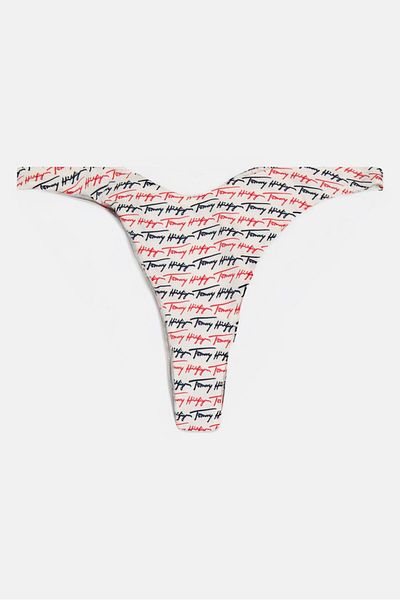 Tommy Hilfiger Women Brand Logo Pull On Cheeky High Leg Bikini Bottom, Multicolor
