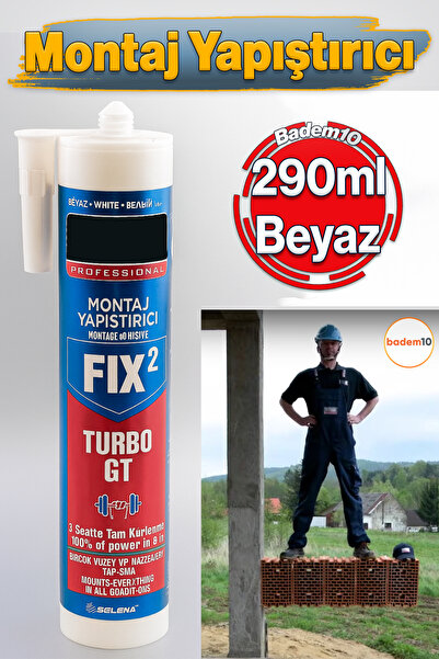 Badem10 290 ml Beyaz Genel Amaçlı Montaj Yapıştırıcı Sıvı Kit Mutfak Banyo Ah...
