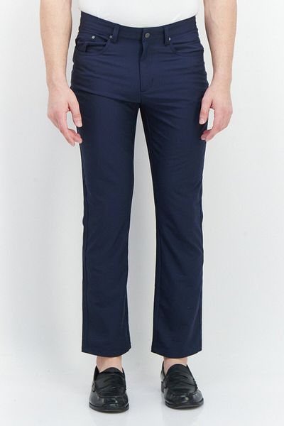 Greg Norman Men Regular Fit Plain Chino Pants, Navy Blue