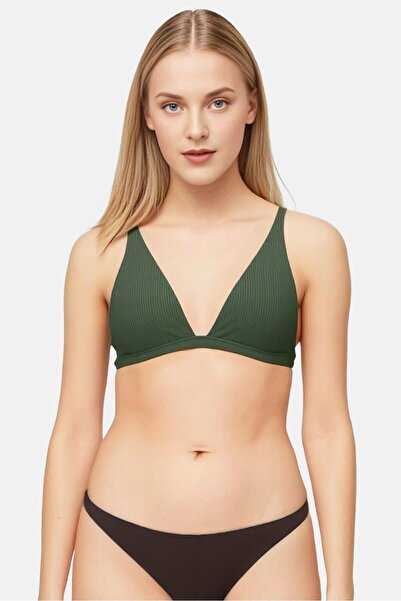 aerie Women Padded Textured Bra, Dark Green
