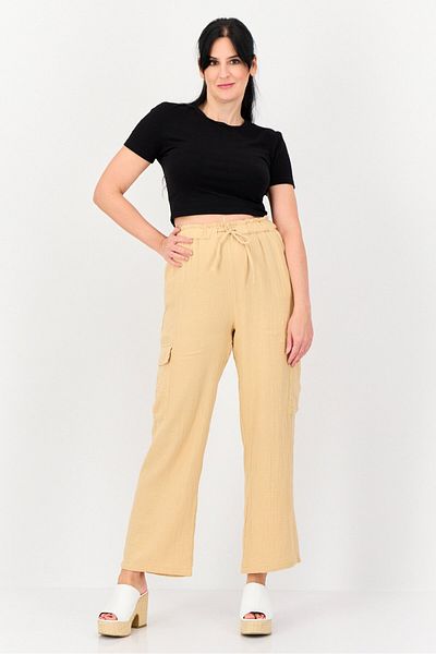 Don't Call Me Jennyfer Women Regular Fit Textured Cargo Pants, Beige