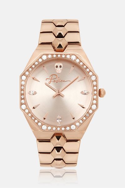 Police Women P 16038bsr-32m Stainless Steel Analog Watch 35 Mm With Necklace, Rose Gold