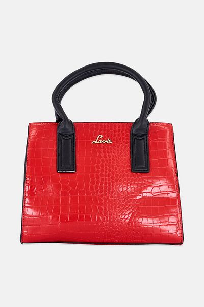 Lavie Women Animal Print Satchel, Red