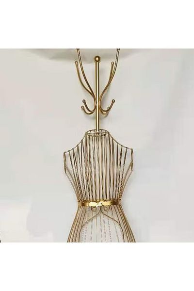 rexa Female Half Body Metal Wire Mannequin – Gold – 40x29x175 cm – Decorative Display Stand