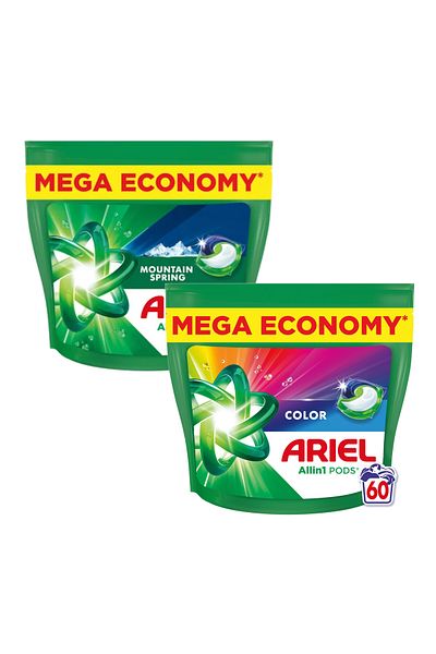 Ariel Color Mountain Spring Color+White Allin1 Laundry Capsules 2x60pcs
