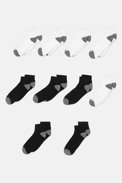 U.S. Polo Assn. Men 10 Pairs Brand Logo Crew Socks, Black/Grey/White