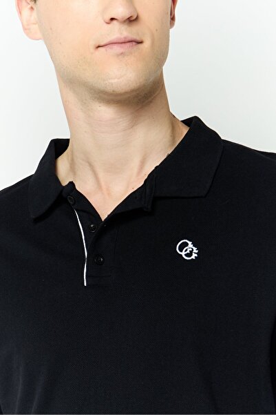 Cavalli Class Men Regular Fit Short Sleeve Embroidered Polo Shirt, Black