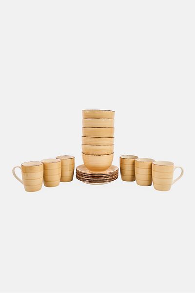 Maser 18 Pieces Ceramic Breakfast Crockery Set, Beige