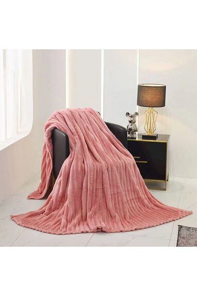 Sale4u Cocolino Striped Blanket – 210x230 cm, Medium Thickness, Soft and Warm, Pink