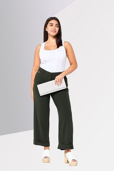 Harmont & Blaine Women Regular Fit Solid Palazzo Pants, Dark Green