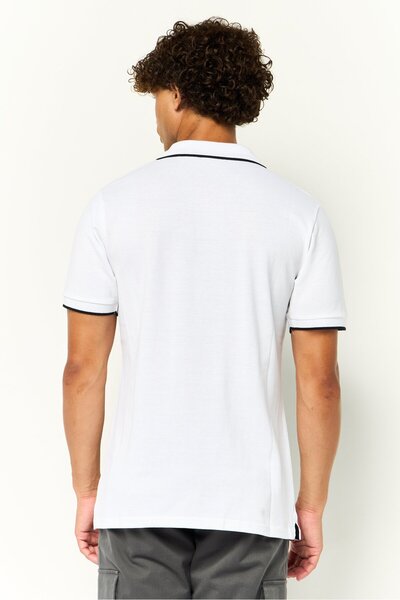 Cavalli Class Men Regular Fit Short Sleeve Brand Logo Polo Shirt, White