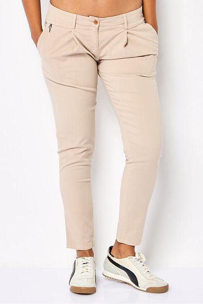 Harmont & Blaine Women Regular Fit Solid Chino Pants, Tan