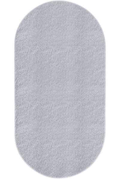 Cool Halı Gri Peluş Halı Oval Post Yolluk Yumuşak Tavşan Tüyü Kürk Yıkanabilir Kaymaz Yatak Odası Yumoş Halı
