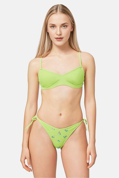 aerie Women Embroidered Tie Detail Bikini Bottom, Multicolor