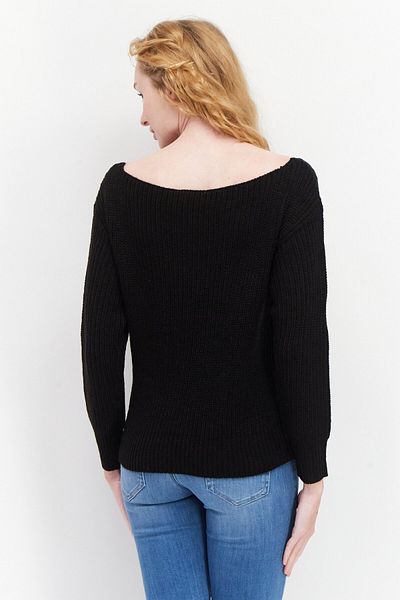 BOOHOO Women Boat Neck Crochet Sweaters, Black