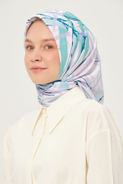 Madame Polo Ψηφιακό Φουλάρι Twil Πολύχρωμο 90x90 cm Αντιολισθητικό ύφασμα