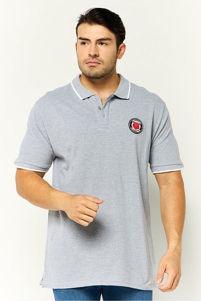 Cavalli Class Men Regular Fit Brand Logo Short Sleeves Polo Shirt, Grey