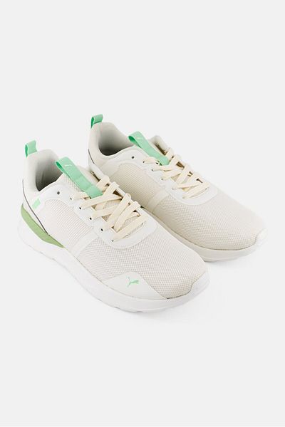 Puma Women Closed Core Progressive Lace Up Running Shoes, Off White