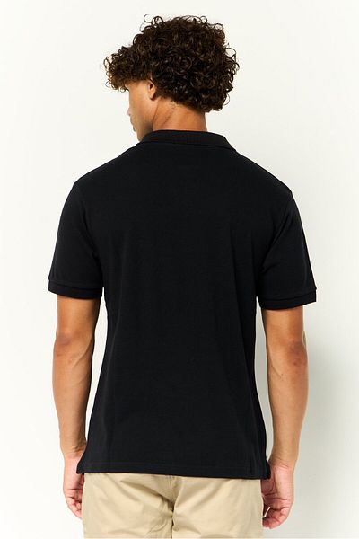Cavalli Class Men Regular Fit Embroidered Logo Short Sleeves Polo Shirt, Black