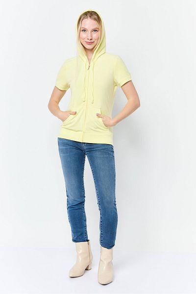 Juicy Couture Women Brand Logo Short Sleeve Hoodie, Yellow