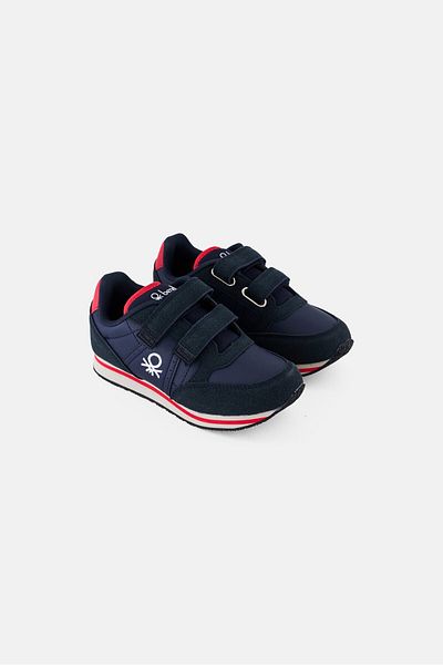 United Colors of Benetton Kids Boy Word Velcro Closure Shoes, Navy