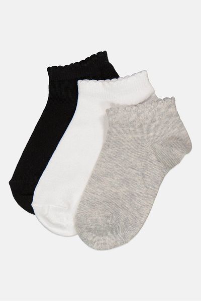 Joe Boxer Toddlers Girl 3 Pairs Solid Ankle Socks, Multicolor