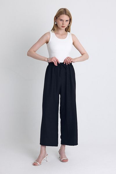 Rays Black Waist Elastic Cotton Knitted Trousers 8045A