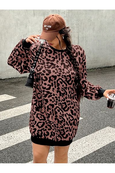 UniqueStore.ro Rochie Casual Plus Size Cu Imprimeu Leopard