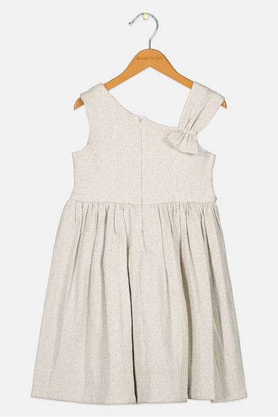 Willow & Whistle Kids Girl Metallic Party Dress, Beige