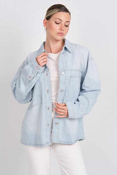 ONLY Cămașă de jeans pentru femei Onlemie, cu buzunar dublu, cu mânecă lungă, 100% bumbac 15344174 Albastru deschis