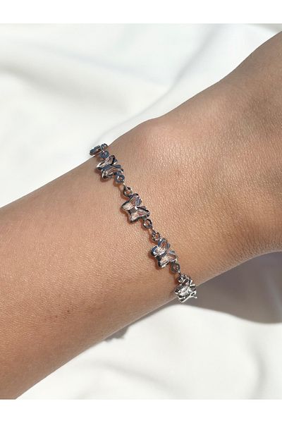 Eylülün Takısı Women's Silver Color Butterfly Bracelet