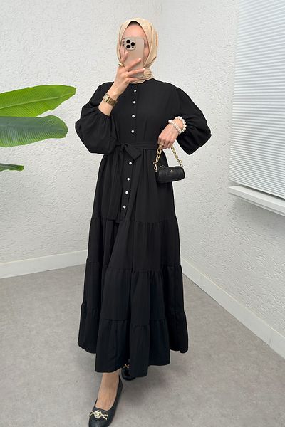 Salih Çelebi Ρόμπα Hijab Judge Collar 2268 - ΜΑΥΡΟ