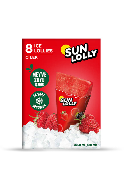 Sun Lolly Çilek Aromalı Su Buzu 8x60 ml