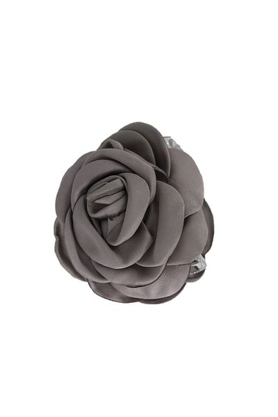 Roberta Lorenz Women's Gray Satin Rose Latch Buckle 10 cm