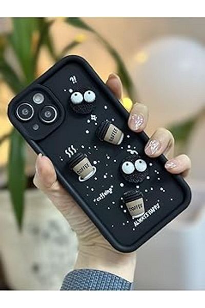 AMAZON TOHUM Go Accessory Black Coffee Cookie Design Case Compatible with iPhone 14 Plus / 15 Plus