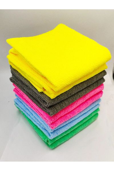 Other Pack of 10 Microfibre Cleaning Cloths Dusters Car Bathroom Polish Towels, Multi-Colour