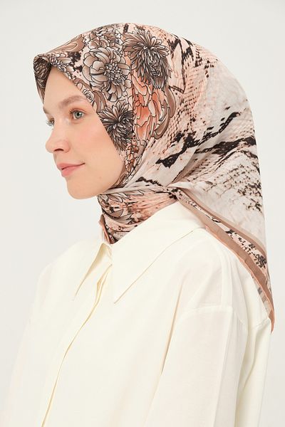 Madame Polo Printed Chiffon Scarf Multicolor Non-Slip 90X90 cm