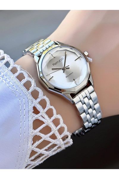 Ferrucci Milano Women's Wristwatch - Cut Glass, Metal Cord