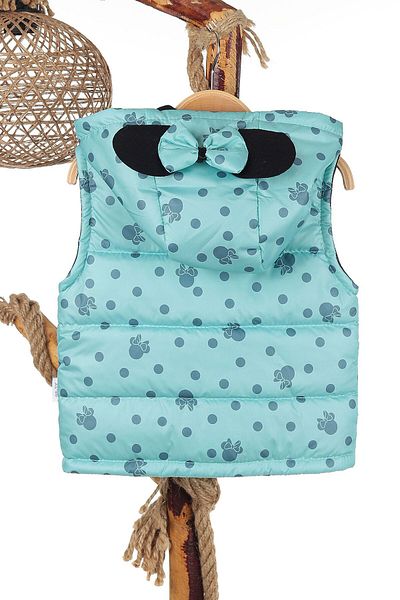 BEBENAZ Water Green Hoodie Zipper Inside Lining Children's down Vest