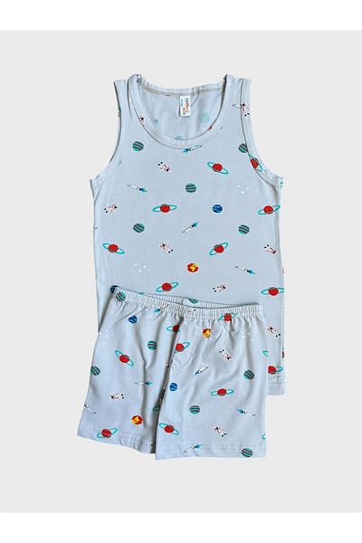 elmas kids Boy's Cotton Gray Space Patterned Athlete Boxer Set
